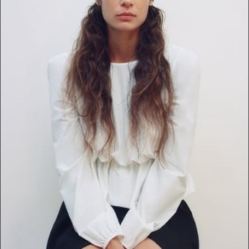 NWT | Zara | Peplum Top | Oyster White | M